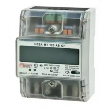 Счетчик электроэнергии Нева МТ 123 ASOP (однофазный, 2x тарифный)