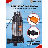 Насос погружной фекальный Вихрь ФН-1500Л 68/5/5